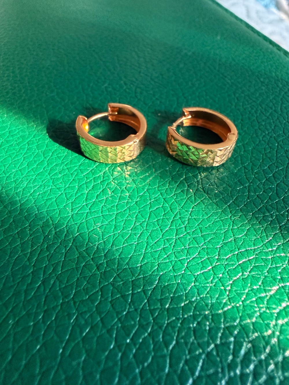 18K Saudi Gold Real Gold  Huggie Hoop Earrings - Women Jewelry